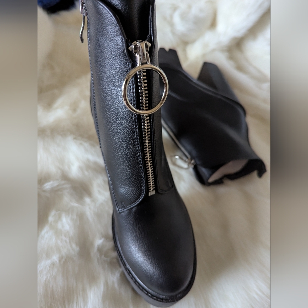 NEW Lamoda x Dollskill ASOS O-Ring Platform Zippered Heeled Boots Black Size 10 - Picture 5 of 12